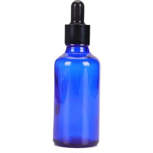 5-100ML Black Metal Cap Blue Glass Dropper Bottle Refilling Essence Basic Massage Herbal Face Body Oils Serum Perfume Skincare