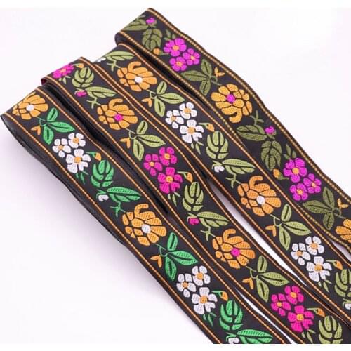 5yards cross stitch embroidery jacquard webbing lace trim 3.3cm dress collar ribbon tape ethnic tribal nepal thai india boho DIY