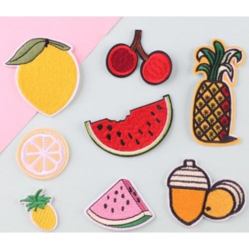 Watermelon lemon pineapple fruit embroidery applique iron DIY applique applique clothing washable applique badge