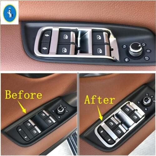 Yimaautotrims Auto Accessory Door Handle Holder Window Lift Button Switch Decoration Cover Trim For Audi Q7 2016 2017 2018 2019