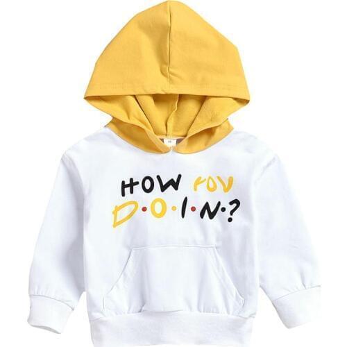 Kid Baby Girl Boy White Hooded Sweater Letter Sweatshirt Bebe Clothes Outfit