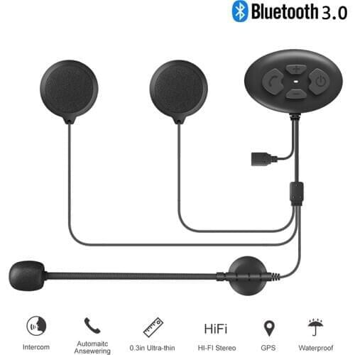 Motorcycle Bluetooth 3.0 Helmet intercom Headset IP65 Waterproof Wireless hands-free HiFi Stereo with Microphone for iOS Android
