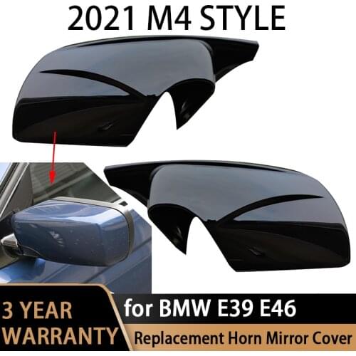 Car Side Door Rearview Side Mirror Cover Cap for BMW E46 316i 318i 318d 320d 320i 323i 325i 328i 330d 330i 330xi 1998-2005 ABS