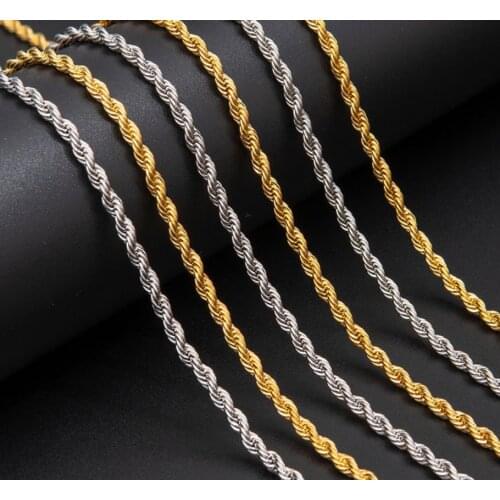 2/3/6mm Rope Chain 316L Stainless Steel Cool Mens Polishing Biker Necklace
