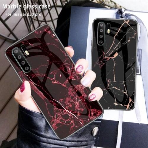 Marble glass case for huawei p10 p20 p30 p40 new thin anti-knock tempered glass back cover for huawei p30pro p20lite p40pro
