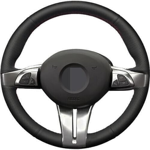 Car Steering Wheel Cover DIY Hand-stitched Black Genuine Leather For BMW Z4 E85 (Roadster) 2003-2008 E86 (Coupe) 2005-2008