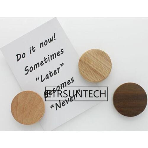 100pcs Blank Wooden Bamboo Fridge Magnet Round Refrigerator Magnet Sticker Creative Home Kitchen Decoration