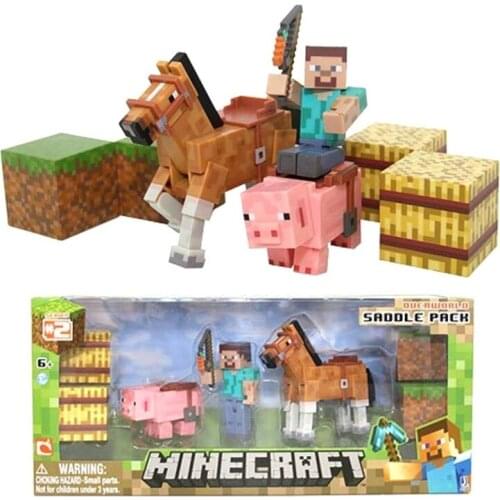 Children Toy Game My World Mini Structure Game Figure Saddle Steve Horse Pig Action Figure Toy Model Ornament Kids Xmas Gift