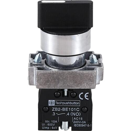 22mm Latching 2 NO 3-Position Rotary Selector Select Switch ZB2-BE101C Black