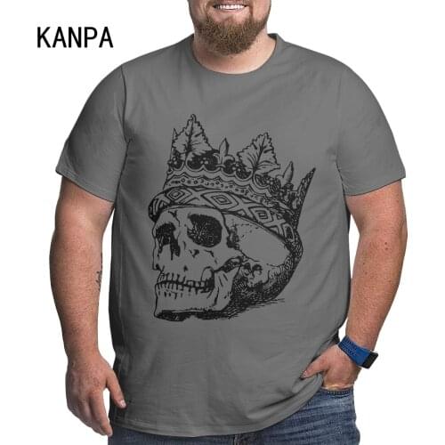 King Skulls Men Plus Size Cotton T Shirts Mens Oversized T-shirt Short Sleeve Breathable Tops Tee Summer Large Loose Tees
