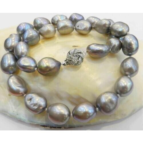 FINE JEWELRY LARGE 10-11MM SILVER GRAY REAL BAROQUE CULTURED PEARL NECKLACE WHOLESALE