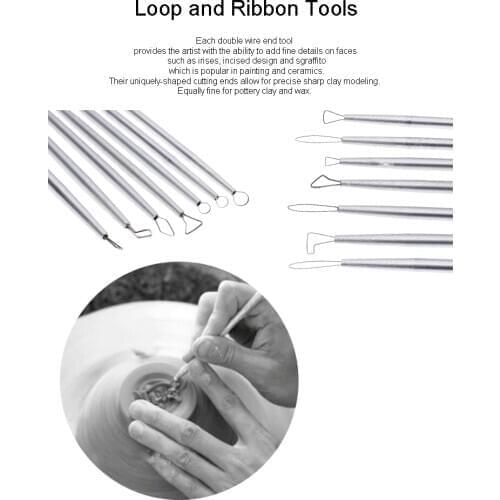 Polymer Clay Tool Professional Aluminum Stainless Steel Wire Pottery Ceramic Sculpting Carving Loop Ribbon tools kit 7Pcs/set