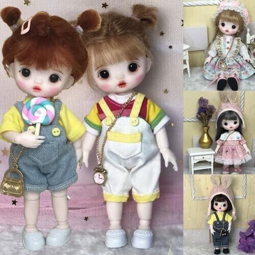 17cm Mohair BJD Doll 12 Movable Joints Cute Face DIY Bjd Dolls With Big Eyes Bjd Toys Gifts For Girl Handmand Make UP Bag Toy