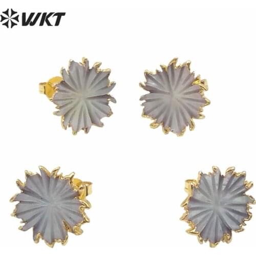 MPE041 New Arrivals Small Size Earrings Stud Flower Shape Shell Earrings Push-back Type Jewelry Shell Earrings Girl