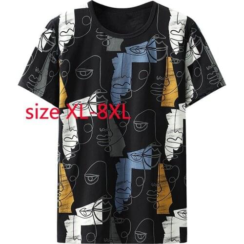 New Arrival Summer Mercerized Cotton Fashion Trendy Short Sleeve O-neck Knitted Casual Tshirt Men Plus Size XL-7XL 8XL 9XL 10XL