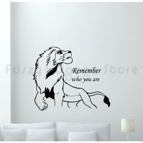 Lion King Simba Wall Decal Remember Who You Are Quote Vinyl Wall Sticker Kids Bedroom Wall Murals Baby Room DecorationQ271