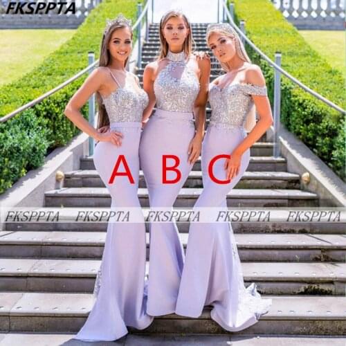 Wholesale 2021 Mermaid Bridesmaid Dresses Long Backless Sweetheart Lace Satin Formal Gowns For Maids Of Honor Plus Size