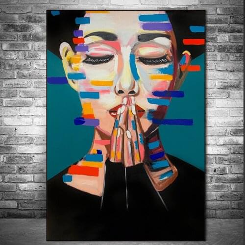 Abstract Girl Griffiti Portrait Oil Painting on Canvas Scandinavian Posters and Prints Wall Art Pictures for Living Room Decor