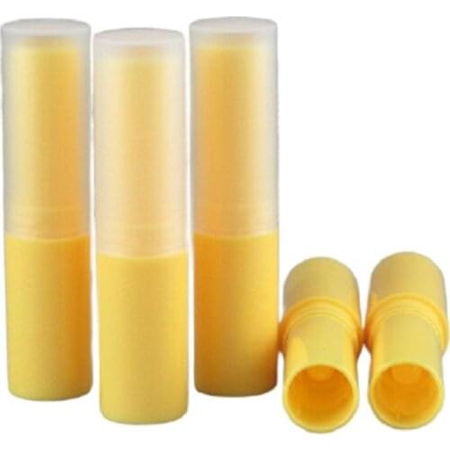 50 pcs/lot Empty 4g Lip Balm Tube Containers Yellow Plastic Cosmetic Container DIY Lip Balm Lipbalm Packaging with Clear Cap
