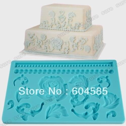 Rose / Heart / Leaves / Beads cake borders - Silicone Cake Decorating Icing Moulds Ideal for decorative border Cakes DIY tool