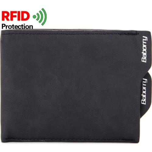 RFID Theft Protection Men Wallet PU Leather Man Wallet Sim Retro Purse Short Business Purses Coin Purse Card Holder Big Capacity