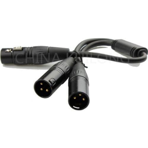 Brand New wholesale 50pcs/lot XLR Signal Splitter 1 Female 2 Male 3pin Cable 0.18m Microphone Combiner Lead