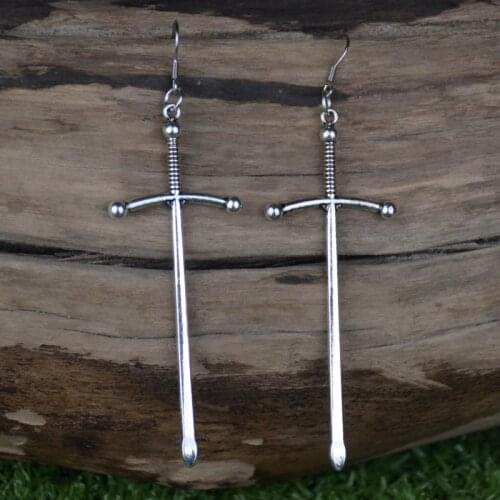 Medieval knight sword earrings witch gothic earring jewelry for women