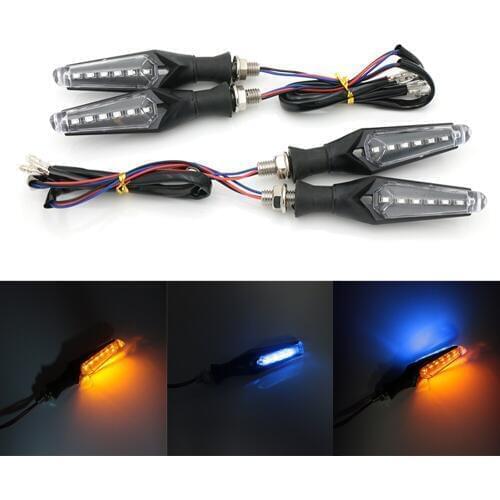 Evomosa 4x Motorcycle LED Turn Signal Motorbike Blinker Running Light Double Side Light Yellow Blue Light for Honda Suzuki