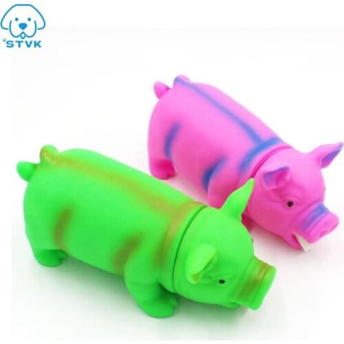 1pcs Colorful Screaming Rubber Pig Pet Teasing Squeak Squeaker Chew Toy Puppy Toy for Dogs for Large Dogs Sound Voice Dog Toys