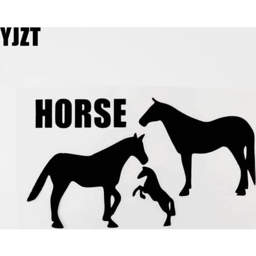 YJZT 16.3CM×9.2CM Funny Animal Horse Family Vinyl Decal Car Sticker Black/Silver Accessories 8C-0497