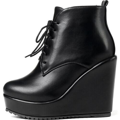 Winter for woman new fashion Sexy Consice New boots Pure color brown apricot Consice Cross tied Ankle boots platform boots