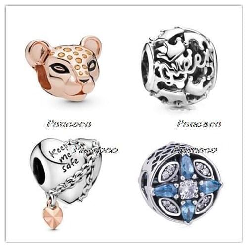 925 Sterling Silver Charm Chained Heart Charm Beads Fit Women Pandora Bracelet & Necklace Diy Jewelry