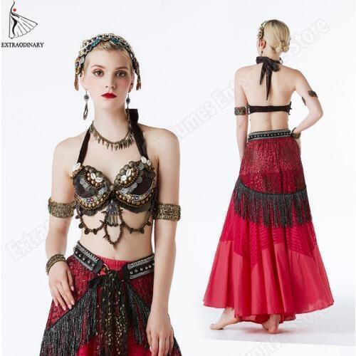 ATS Tribal Gypsy Hip Scarf Belly Dance Skirt Belt Bra Adjustable Women Handmade Beading Costumes Style Vintage Accessories