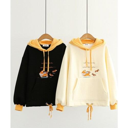 Womens Sweatshirt Korean College Letter Animal Embroidery Plush Hoodie Winter Sweatshirt Sweatshirts Vintage Bts Pink Ahoodie