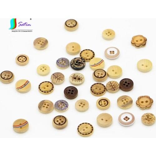 10pcs Mixed Round,Square Natural Wood Button for Handwork 4-Hole Sew Scrapbook baby Clothes Crafts Accessory Gift BUTTON S0362l