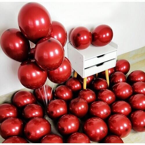20pcs 10inch Double Layer Burgundy Red Purple Balloons Ruby Red Heart Helium Globos Wedding Party Decoration Valentines Day