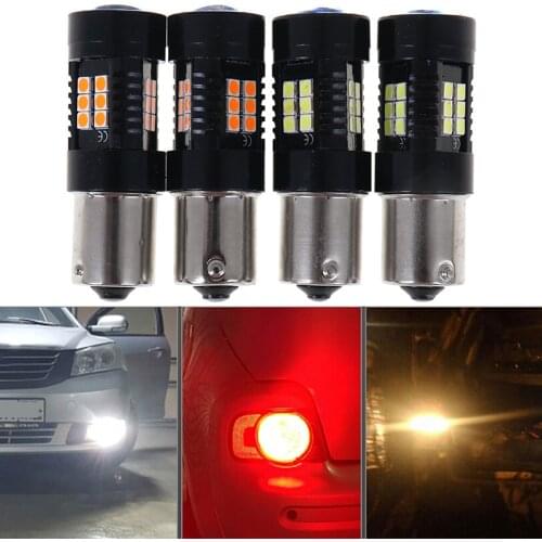 2pcs P21W LED 1156 BA15S LED Bulbs Car Lights 1200Lm Turn Signal Reverse Brake Light R5W 3030 LEDs 12V 24V Automobiles Lamp