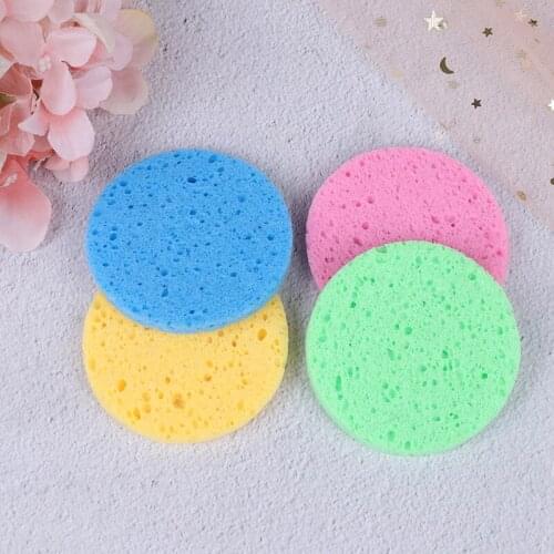 5pcs Beauty Natural Wood Fiber Face Wash Cleansing Sponge Cosmetic Puff Pads Round Soft Cosmetic Puff Makeup Pads
