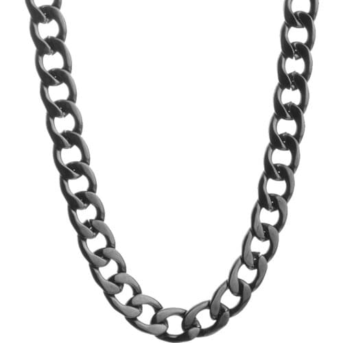 9MM High Grade 1：1 NK Cuban Link Chain Stainless Steel Black Cool Mens Womens Necklace Or Bracelet Christmas Gift 7-40inch