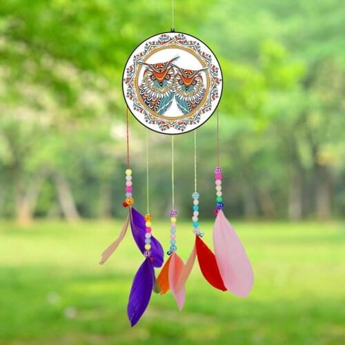 DIY Diamond Painting Rhinestone Picture Acrylic Lucky Wind Chime Crafts Dream Catcher Hanging Pendant Art Home Decoration Mosaic