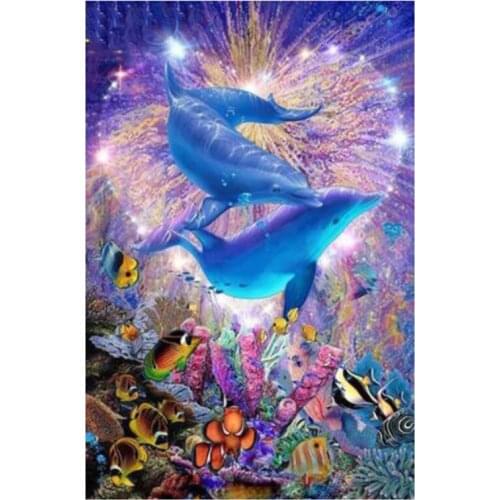 Diamond Embroidery Dolphin Mosaic Animal Dolphin Home Decoration Painting Cross Stitch Diy Square Round Diamond Painting XN866