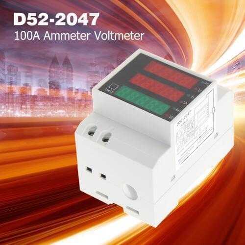 D52-2047 Din Rail Ammeter Voltmeter Voltage Test Easily Carrying Active Power Factor Time Energy Lightweight Gadgets