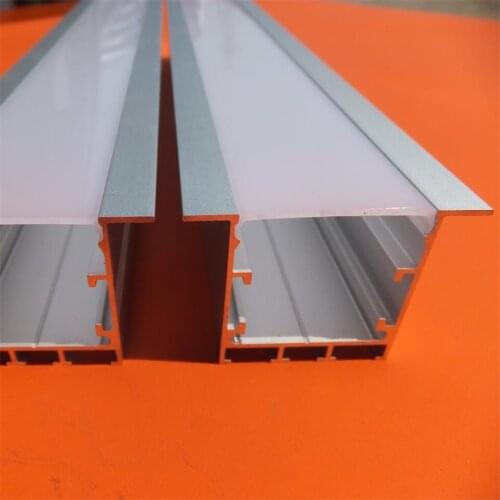Free Shipping recessed trimless led profile channel aluminum housing with wings with PMMA cover 2m/pcs 50m/lot