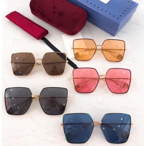 Brand Designer Womens Sunglasses Large Square Frame Sunglasses Anti-Ultraviolet Sunglasses Trendy Metal Frame Sunglasses
