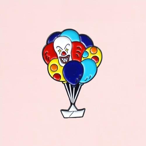 Cartoon Colorful Hot Air Balloon Brooches White Lucky Ship Enamel Circus Clown Balloon Backpack Bag Pin Jewelry Brooch