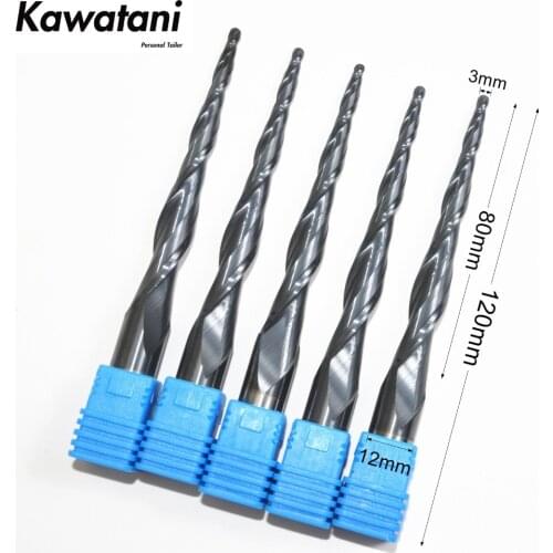 D12*R1.5*80C*120L-CNC milling cutter,Tialn coated taper ball head end mill,spherical woodworking router bit,cone wood tool