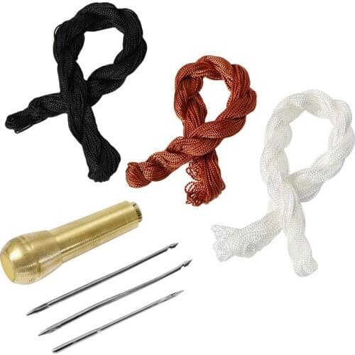 Leather Canvas Shoe Repair Tool Awl Set Punch Sewing Kit Needles Copper Handle Stitcher Crochet Line