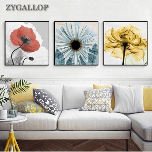 Watercolor-Flower Paintings On Canvas Modern Ink Painting for Living Room Wall Decor Nordic Poster Decoration Home tableau mural