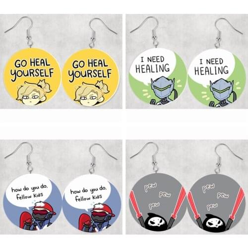 Fuax Leather Earrings-Wholesale Overwatch Teardrop Earrings Bulk Orders