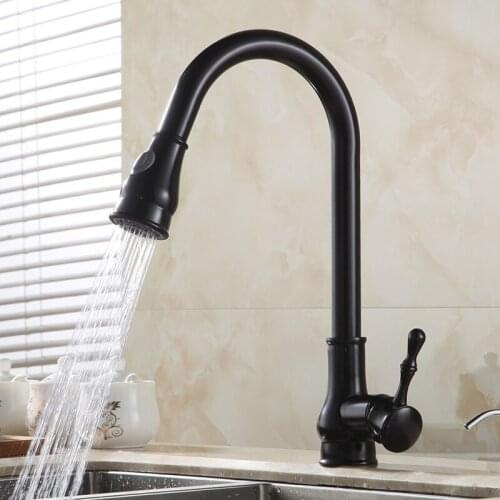 Brass Brushed Nickel High Arch Kitchen Sink Faucet Pull Out Rotation Spray Mixer Tap Torneira Cozinha GYD-7117Kitchen Faucets